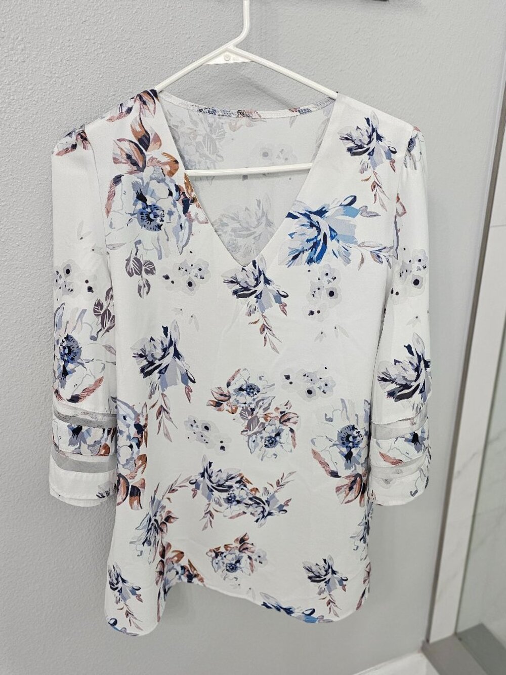 V-Neck Floral Blouse - Size L
